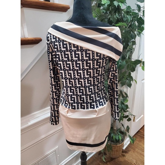 Chicme Beige Black Turn Down Collar Long Sleeve Casual Knee Length Dress Size M - Picture 6 of 12